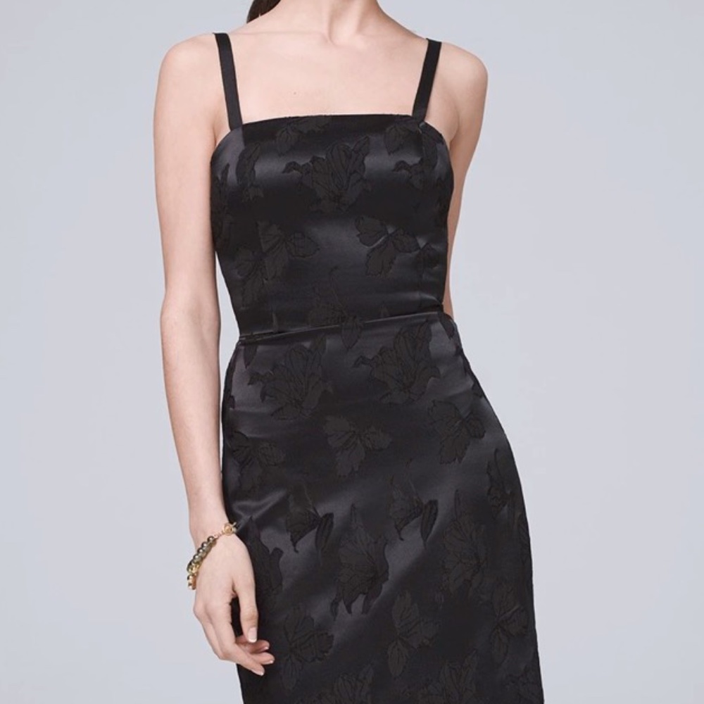 NWT WHBM Black Petite Floral Jacquard Sheath Dress 2P